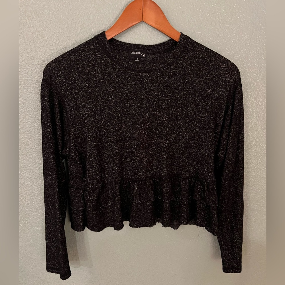 Soft Long Sleeve Top With Ruffle